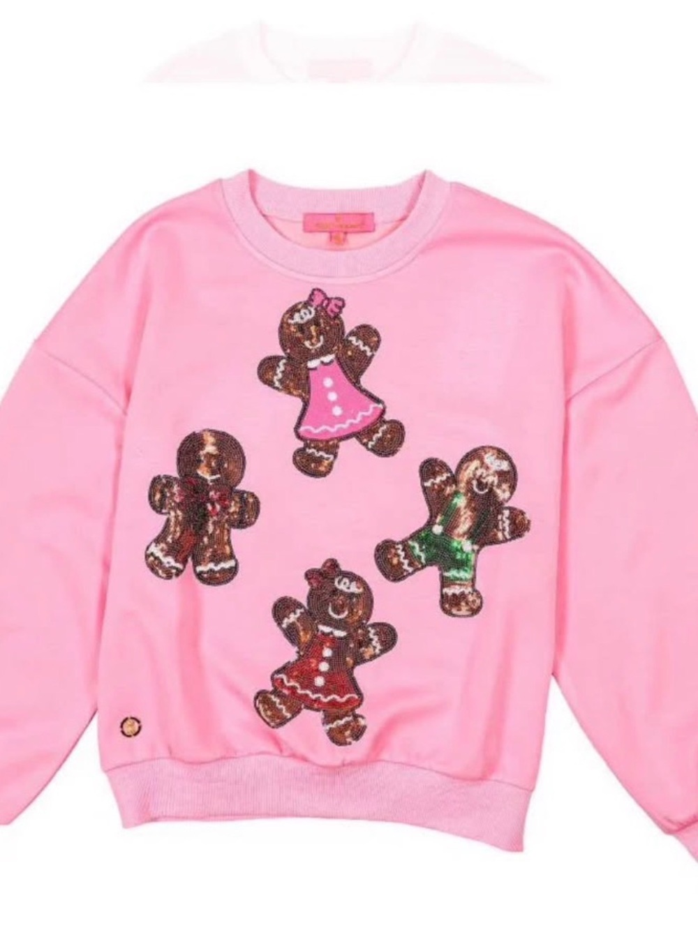 Simply Southern Pink Gingerbread Sequin Crew Sweatshirt